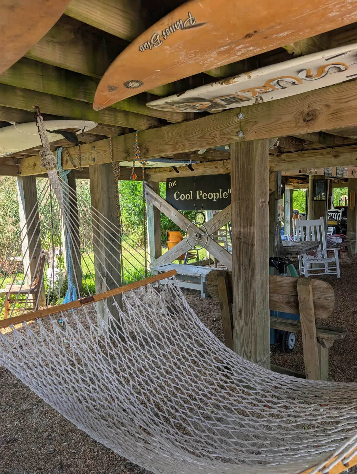 The Higher Grounds patio and garden area